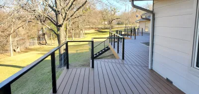 Large multi-level composite deck with built-in seating